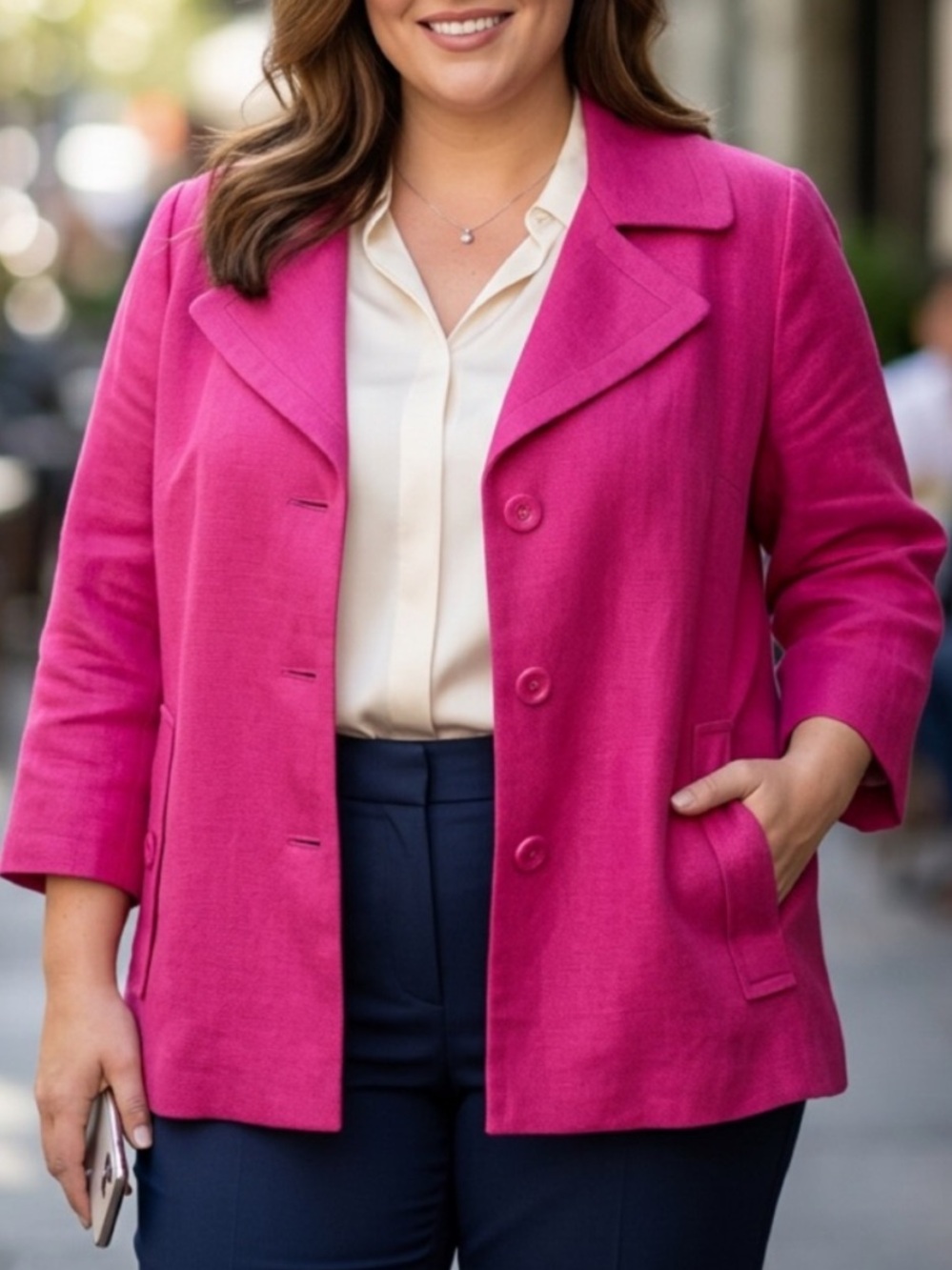 Talbots Petite Pink Linen Blazer XL